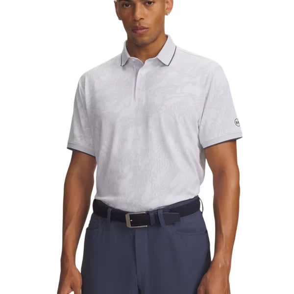 Under Armour Mens ArmourDry Jacquard Polo White/Halo Gray/Castlerock