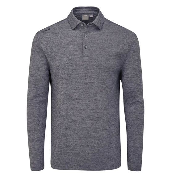 Picture of Ping Mens Emmett Long Sleeve Polo Shirt - Charcoal Marl