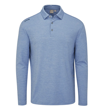 Picture of Ping Mens Emmett Long Sleeve Polo Shirt - Stone Blue Marl