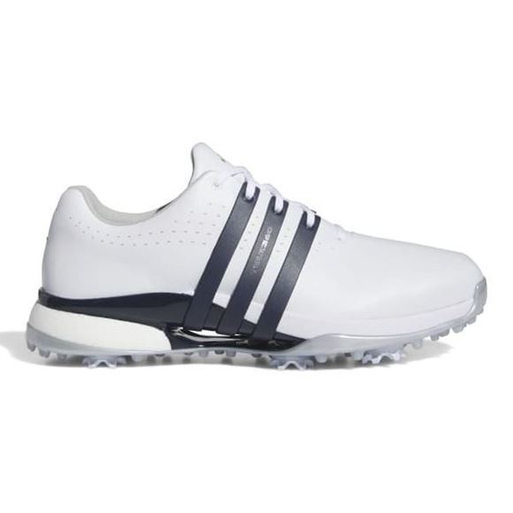 Picture of adidas Mens Tour 360 Golf Shoes 2024 - White/Navy/Silver IF0245