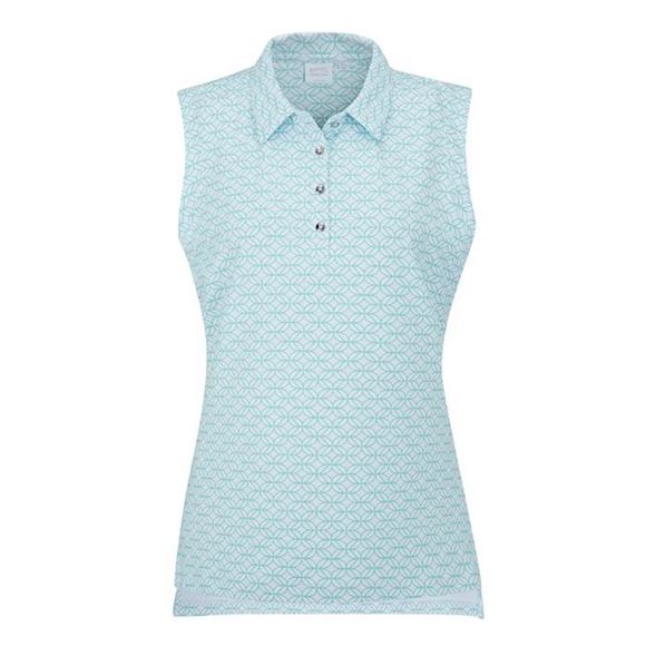 Picture of Ping Ladies Olive Stand Collar Polo Shirt - White/Aruba Blue