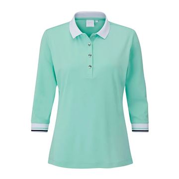 Picture of Ping Ladies Bridget 3/4 Sleeve Polo Shirt - Aruba Blue/White