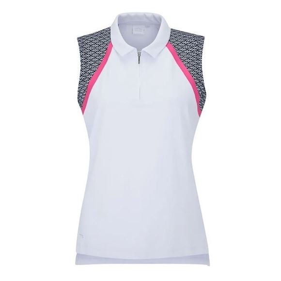 Picture of Ping Ladies Ansie Sleeveless Zip Neck Polo Shirt - White Multi