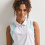 Picture of Ping Ladies Ansie Sleeveless Zip Neck Polo Shirt - White/Aruba Blue