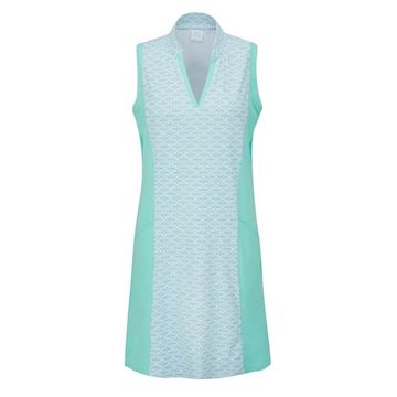 Picture of Ping Ellen Ladies Sleeveless Dress - White/Aruba Blue