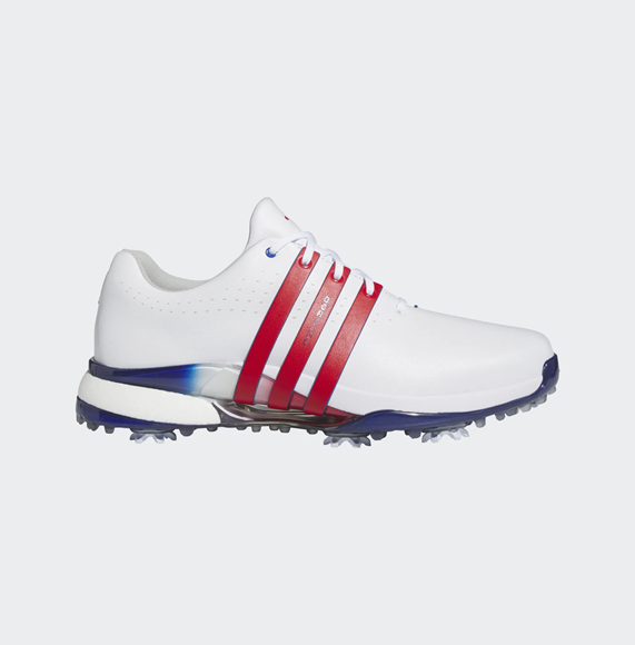 Picture of adidas Mens Tour 360 Golf Shoes 2024 - White/Red/Navy IE3370