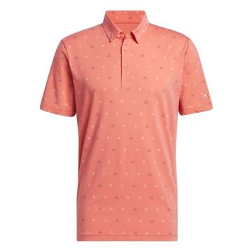 Picture of adidas Mens Go-To Mini-Crest Print Polo Shirt - IS7333 - Preloved Scarlet