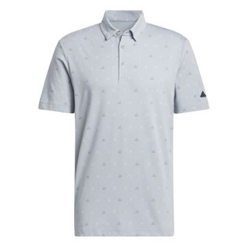 Picture of adidas Mens Go-To Mini-Crest Print Polo Shirt - Light Grey IS7332