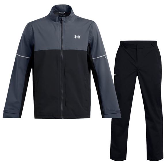 Picture of Under Armour Mens Drive Rain Waterproof Suit - Grey/Black Jacket - Black Trousers