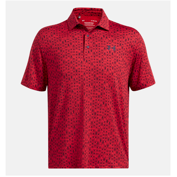 Picture of Under Armour Men's UA Playoff 3.0 Printed Polo - Red / Midnight Navy - 1378677-600