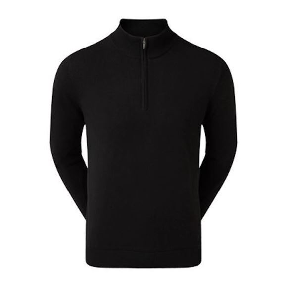 Picture of FootJoy Mens Wool Blend 1/2 Zip Lined Pullover Black 90207